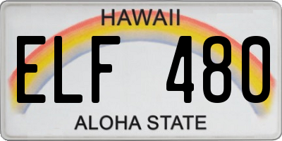 HI license plate ELF480