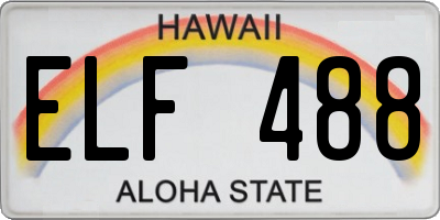 HI license plate ELF488