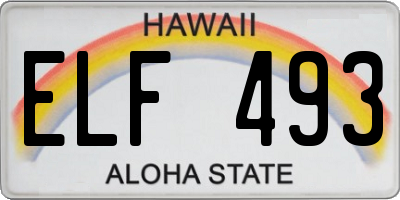 HI license plate ELF493