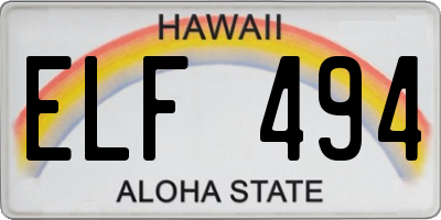 HI license plate ELF494