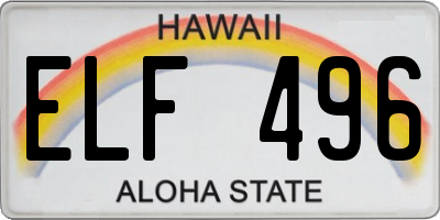 HI license plate ELF496