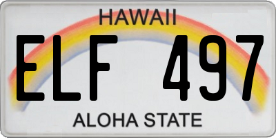 HI license plate ELF497