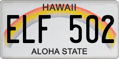 HI license plate ELF502