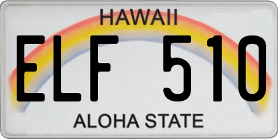 HI license plate ELF510