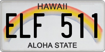 HI license plate ELF511