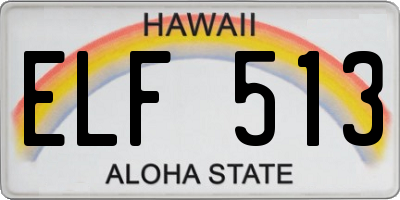 HI license plate ELF513