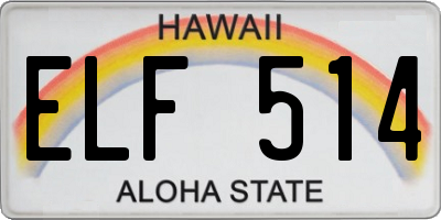 HI license plate ELF514