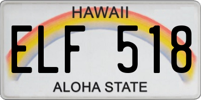 HI license plate ELF518