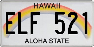 HI license plate ELF521