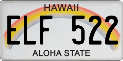 HI license plate ELF522