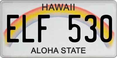 HI license plate ELF530