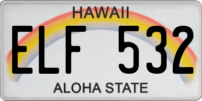 HI license plate ELF532