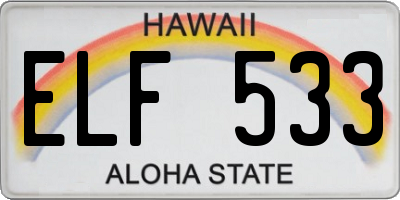 HI license plate ELF533