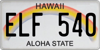 HI license plate ELF540