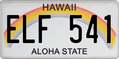 HI license plate ELF541