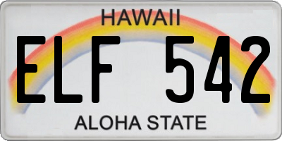 HI license plate ELF542