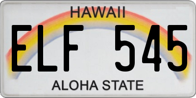 HI license plate ELF545