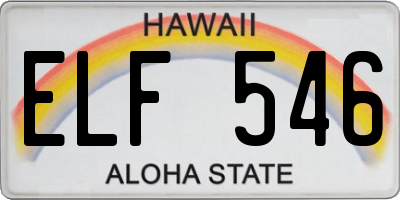 HI license plate ELF546