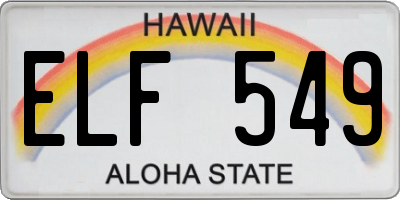 HI license plate ELF549