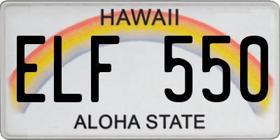 HI license plate ELF550