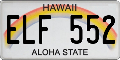 HI license plate ELF552