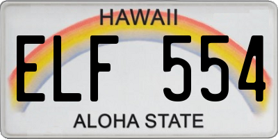 HI license plate ELF554