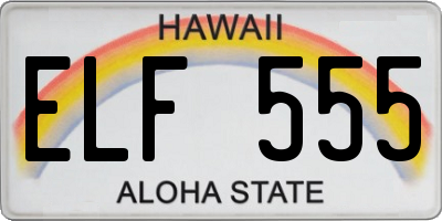 HI license plate ELF555