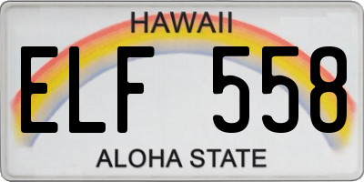 HI license plate ELF558