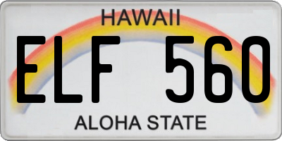 HI license plate ELF560