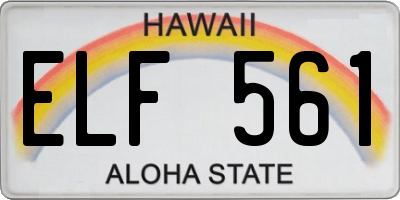 HI license plate ELF561