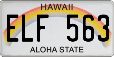 HI license plate ELF563