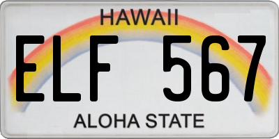 HI license plate ELF567