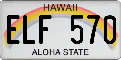 HI license plate ELF570