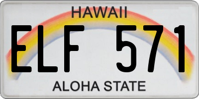 HI license plate ELF571