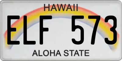 HI license plate ELF573