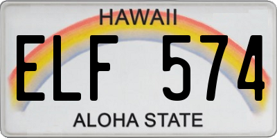 HI license plate ELF574