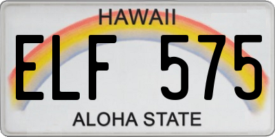 HI license plate ELF575