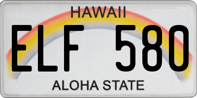 HI license plate ELF580
