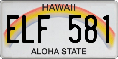 HI license plate ELF581