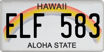 HI license plate ELF583