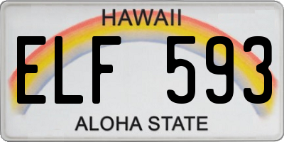 HI license plate ELF593