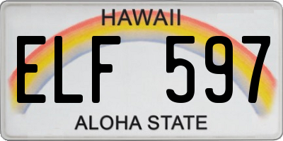 HI license plate ELF597