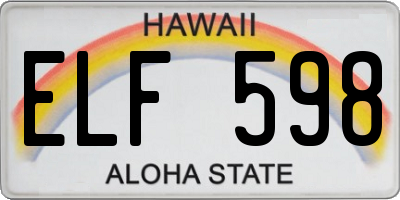 HI license plate ELF598