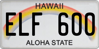 HI license plate ELF600