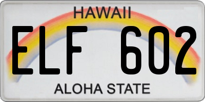 HI license plate ELF602