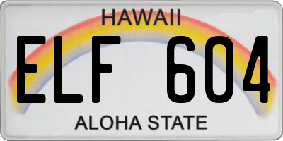 HI license plate ELF604