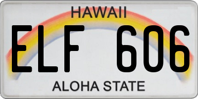 HI license plate ELF606