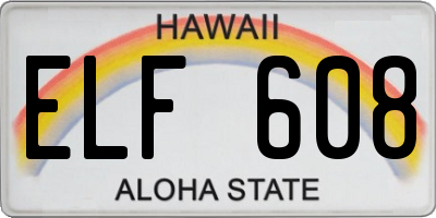 HI license plate ELF608