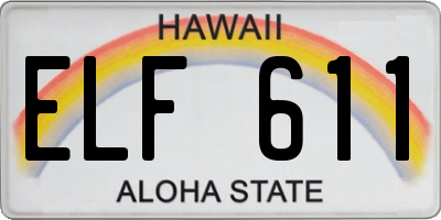 HI license plate ELF611
