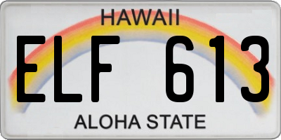 HI license plate ELF613